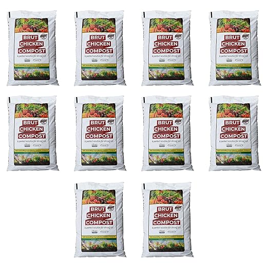 Brut Organic Chicken Compost 1 Cubic ft Nutrient Rich Fertilizer for Thriving Gardens Safe, Pure, and Effective Treatment (10 Pack)