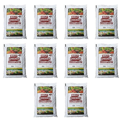 Brut Organic Chicken Compost 1 Cubic ft Nutrient Rich Fertilizer for Thriving Gardens Safe, Pure, and Effective Treatment (10 Pack)