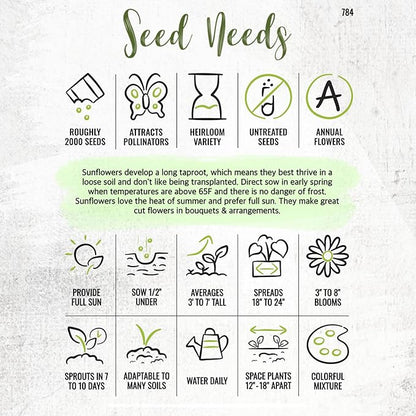 Seed Needs Sunflower Seeds for Planting The Original Crazy Blend | 2 Ounce 15+ Heirloom Varieties Open Pollinated & Untreated | Resealable Bulk Package Multicolored Blooms Flower Seeds