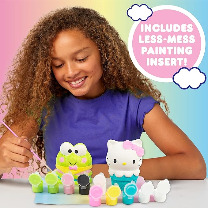 Horizon Group USA Paint Your Own Figurine Kit, DIY Art Project for Kids, Hello Kitty and Friends