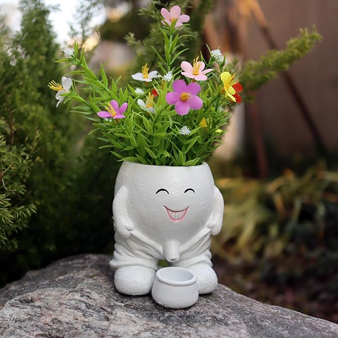 Head Planters Face Vase Succulent Pots for Indoor Outdoor Décor, Unique Plant Pot Fun Live Plants Planter Cute Cactus Pots, Gifts for Plant Lovers