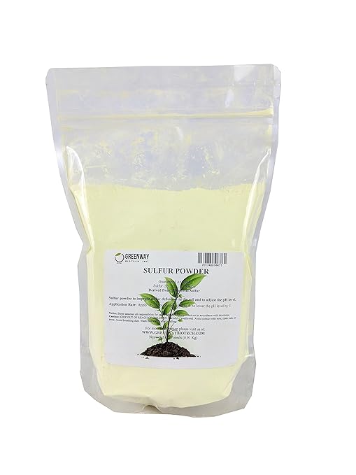 Greenway Biotech, Inc. Organic Sulfur Powder Fertilizer for Plants- Required to Lower pH & Increased Sulfur Deficiencies- Essential Nutrients for Plant Growth with Macronutrients (2 Pounds)