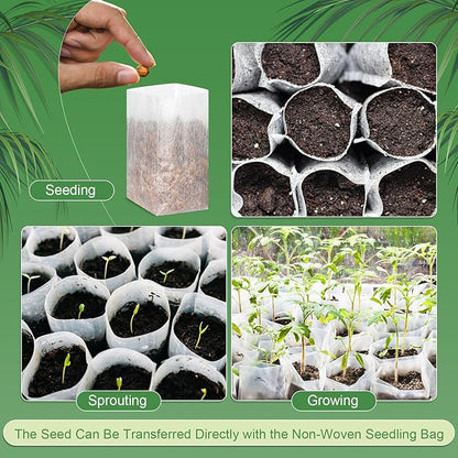 1000 Pcs Nursery Seed Non Woven Plants Nursery Bags 5.9 x 6.3 Inch Fabric Seedling Pots Grow Bags Plants Pouch for Vegetables Flower for Home Garden Greenhouse Supplies