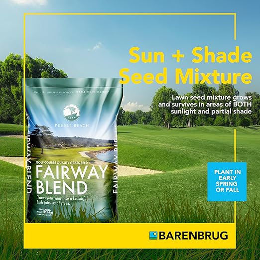 Barenbrug Pebble Beach Sun & Shade Grass Seed Mixture for Lawn Repair & Growth, Pebble Beach Golf Course Approved Blend, 20 LB Bag