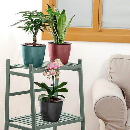Planterhoma 6.7 Inch Self Watering Pots for Indoor Plants, 6 Packs African Violet Pots, Black Wick Pot with Drainage Holes, Self Watering Planters for Orchid, Devil's Ivy, Silver/Blue/Rose Gold