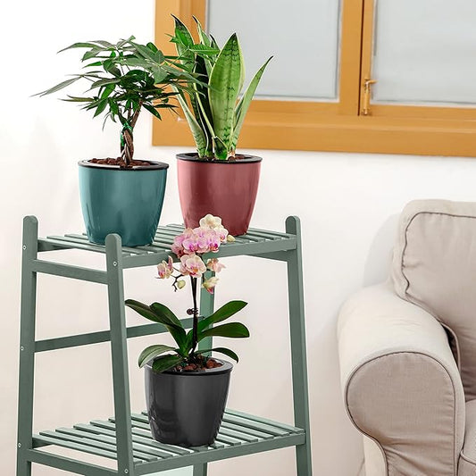 Planterhoma 6.7 Inch Self Watering Pots for Indoor Plants, 6 Packs African Violet Pots, Black Wick Pot with Drainage Holes, Self Watering Planters for Orchid, Devil's Ivy, Silver/Blue/Rose Gold