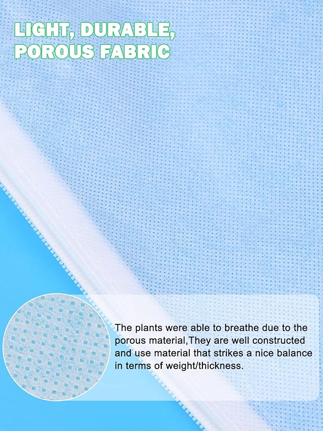 Abimars Thicker Plant Covers Freeze Protection Jacket 2.36 oz/yd², 2.6'x2.6' Reusable Winter Plant Covers with Drawstring & Zipper, 2 Pack Light, Porous Fabric for Plant Breathing