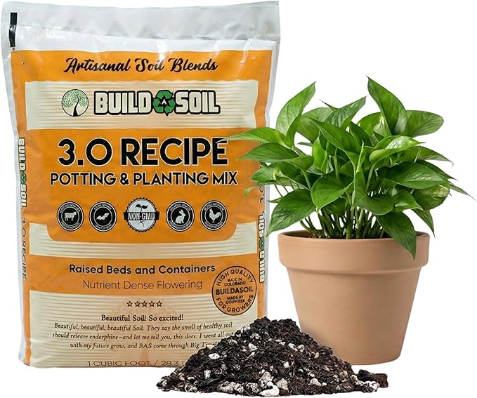 BuildASoil Potting Soil Recipe 3.0 - Organic Living Potting Soil Mix for Indoor and Outdoor Plants, Water-Only Formula, Well-Draining Indoor Garden Dirt for Full Growth Cycle - 35 lbs