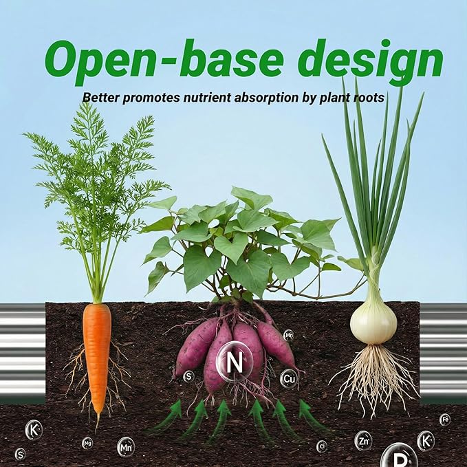 2PCS 6x2x1 FT Rectangle Metal Raised Garden Bed Kit, Elevated Garden Planter Box Outdoor, Large Planters for Outdoor Plants, Flower, Vegetables, Fruit, Herbs (Silver)