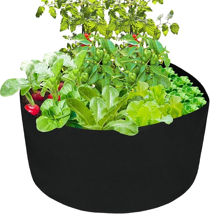 Firlar 2 Pcs 100 Gallon Round Plant Grow Bags,Raised Garden Bed,Planting Container Grow Bags Felt Fabric Plant Pot for Plants,Vegetables,Flowers,Black