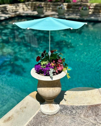 Fixed Plant Shade for Potted Plants 28" x 30" Outdoor Container Sun Shade Cover Premium Fabric Canopy with Fiberglass Frame & Soil Anchor Stripes & Solids Assembly Required