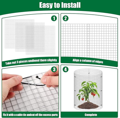 10 Set Garden Plant Protector Cage, 11.8''x11.8'' Metal Wire Protectors for Plants, Protection Cages with Stakes Nylon Ties, Animals Barrier to Keep Chicken Rabbit Away from Plants Flower Vegetables