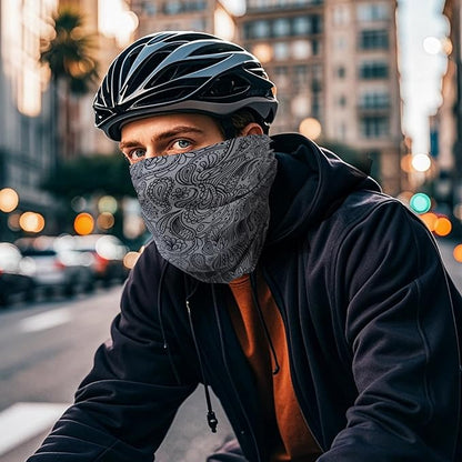 Bilymate Grey Paisley Cooling Neck Gaiter - UPF 50+ Sun Protection, Breathable Mesh, Seamless Tube Bandana Headwear for Men & Women - Multi-Functional Headband