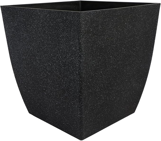 The HC Companies Santa Fe Square Self-Watering Pot - Lightweight Plastic Planter for Herbs & More - Durable Plant Pots for Indoor Plants & Outdoor Plants (12" Black Sand, Pack 1)