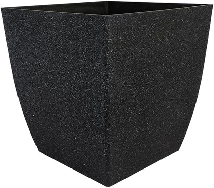 The HC Companies Santa Fe Square Self-Watering Pot - Lightweight Plastic Planter for Herbs & More - Durable Plant Pots for Indoor Plants & Outdoor Plants (12" Black Sand, Pack 1)