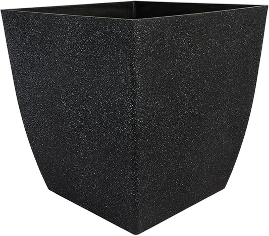 The HC Companies Santa Fe Square Self-Watering Pot - Lightweight Plastic Planter for Herbs & More - Durable Plant Pots for Indoor Plants & Outdoor Plants (12" Black Sand, Pack 1)