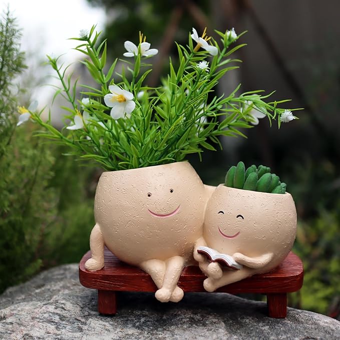 Face Pots for Plants, Cute Head Planter Flower Pots for Indoor Outdoor Plants, Modern Lady Head Vase Girl Face Planter, Unique Plant Pots, Macetas