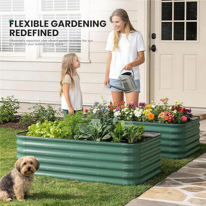 5×3×1.4FT Galvanized Raised Garden Bed Outdoor, Metal Raised Garden Bed Kit, Large Planter Raised Beds, 4 In1 Modular Raised Planter Box Outdoor,Raised Beds for Gardening for Vegetables Flowers Herbs