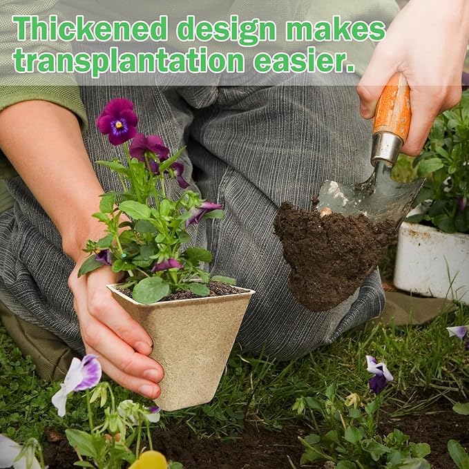 122-Pack 3.15 inch Square Peat Pots for Seedlings with 100 Labels, Biodegradable Nursery Pots with Drainage Holes for Plants