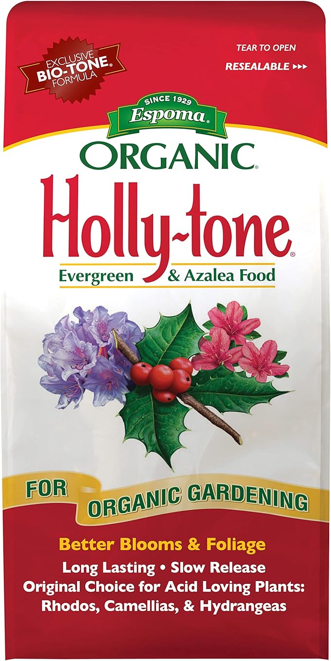 Espoma Organic Holly-Tone 4-3-4 Natural & Organic Evergreen & Azalea Plant Food; 4 lb. Bag; The Original & Best Fertilizer for All Acid Loving Plants Including Rhododendrons & Hydrangeas