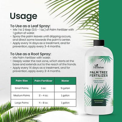 Palm Tree Fertilizer - 16oz Plant Food for Palm Tree. Rich in Micronutrients for Lush Growth, Easy to Use and Water Soluble for Stronger Roots, Healthy Trunks & Vibrant Leaves