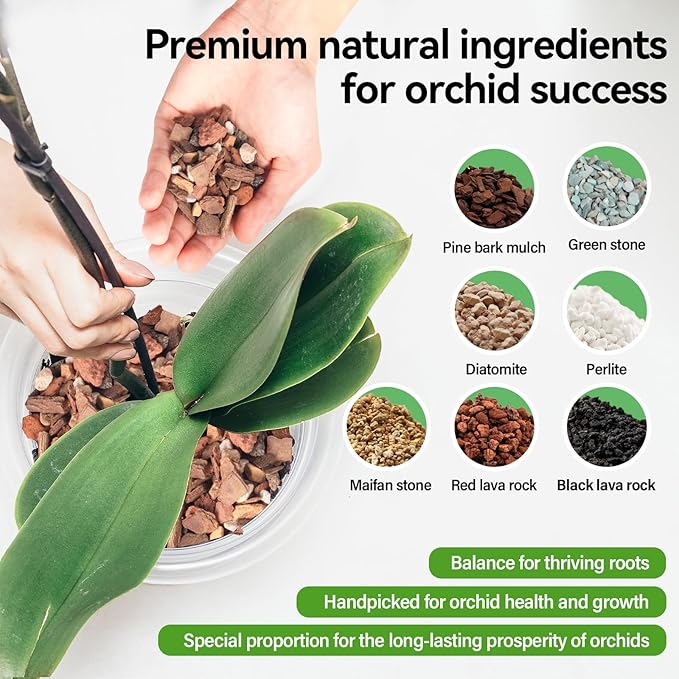 Orchid Bark Potting Mix with Pine Bark and Perlite, Fast Draining Orchid Soil for Healthy Roots, Ideal for Repotting Orchid and Orchid Bark for Indoor Plants (6 Quarts)