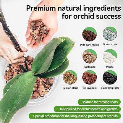 Orchid Bark Potting Mix with Pine Bark and Perlite, Fast Draining Orchid Soil for Healthy Roots, Ideal for Repotting Orchid and Orchid Bark for Indoor Plants (6 Quarts)