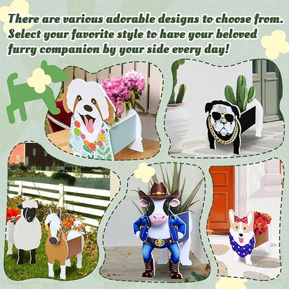 2D American Style Corgi Planter, Cute Animal Shape Flower Planters, Plant Pots for Indoor/Outdoor Garden Decor, Unique Gifts/Souvenirs for Pet Lovers