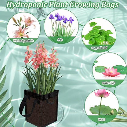 6PCS Mesh Aquatic Pond Plant Baskets, 1Gallon Pond Planting Bags Reusable Aquatics Planter Pot Water Lily Growing Container with Handles for Lotus Bog Plant Garden Terrestrial Plants, 5.9x5.9x7.9 Inch