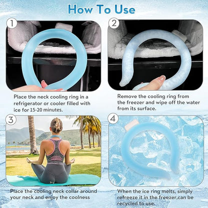 2PCS Neck Cooling Tube with Cold Insulated Bag,Reusable Ice Neck Ring Wearable Body Cooler Products for Summer Heat (Blue*2)
