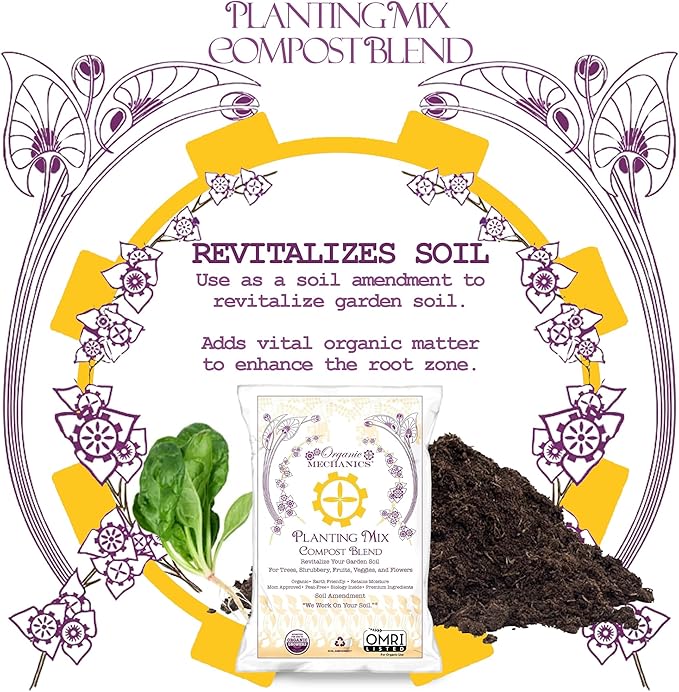 Organic Mechanics Planting Mix Compost Blend, 2 Cu Ft - Revitalizes Garden Soil with Compost, Pine Bark, Coconut Coir, and Worm Castings for Raised Beds, Gardens & More - Peat-Free & Eco-Friendly