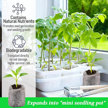 Legigo 200 PCS 50mm Peat Pellets Seed Starter Soil, Compressed Seed Starting Pods Plant Starter Soil Pods Plugs for Seedlings, Peat Pods for Starting Seeds, Herbs Tomatoes Flowers and Vegetables