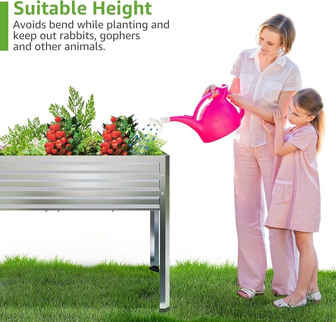 6x2x1ft Large Raised Garden Bed with Legs Galvanized Outdoor Elevated Planter Box Stand Up Metal Flower Beds for Patio