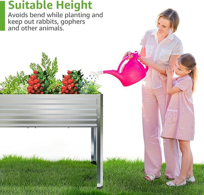 6x2x1ft Large Raised Garden Bed with Legs Galvanized Outdoor Elevated Planter Box Stand Up Metal Flower Beds for Patio