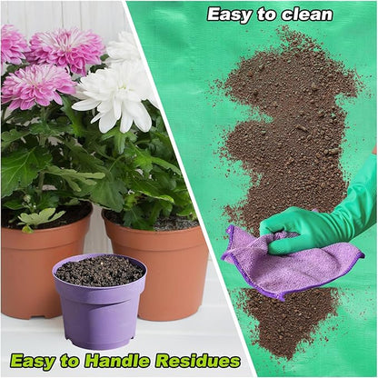 HARFINGTON Repotting Mat 39.4" x 39.4" PE Cloth Waterproof Plant Repotting Mat Foldable Portable Gardening Potting Tray with Plastic Buckle for Indoor Plant Change Soil Watering, Green