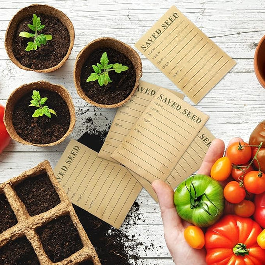 Geyee 120 Pcs Seed Envelopes Resealable, 4.7 x 3.15 Inch Seed Packet Envelopes with Printed Self Sealing Package Container for Flower Vegetable Storage and Organizing