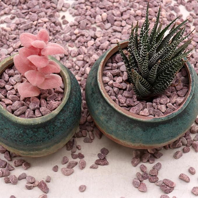 Rocks for Plants.Red Color Decorative Pebbles. 1/5 Inch 2 lbs. for Garden, Landscaping, Indoor, Vase fillers, Crafting, Succulents, pots, Plants (Mini, RED, 2)