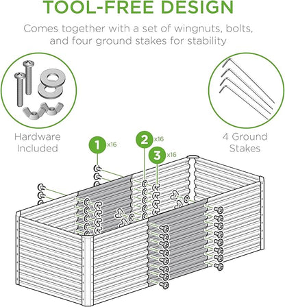 Best Choice Products 4x2x2ft Outdoor Metal Raised Garden Bed, Deep Root Box Planter for Vegetables, Flowers, Herbs, 119 Gallon Capacity, 100% Non Toxic Materials - Black