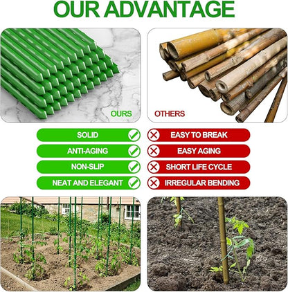 WAENLIR Garden Stakes 60 inch 5ft Sturdy Tomato Stakes, Plant Stakes for Outdoor Plants, Metal Plant Support Sticks for Gardening, Pack of 50