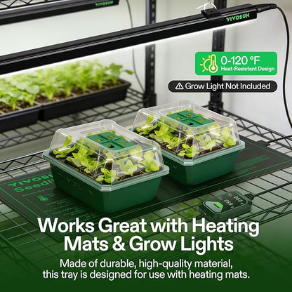 VIVOSUN 6-Pack Seed Starter Trays with 10"x20.75" Seedling Heat Mat, Self-Adjusting Dual Digital Display Temperature Controller, 72-Cell Seed Starter Kit with Humidity Dome, Reusable Propagation Trays