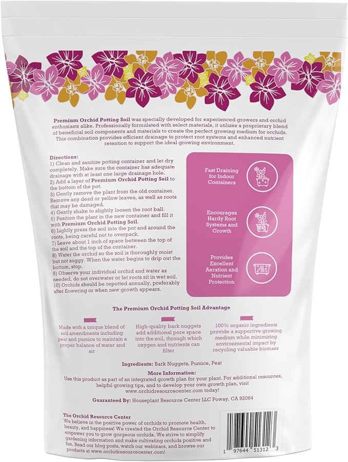 100% Organic Orchid Potting Soil – Nutrient-Rich, Well-Draining Blend for Stronger Roots & Vibrant Growth | Hand-Blended & Eco-Friendly | Made in USA | 2.3L Bag