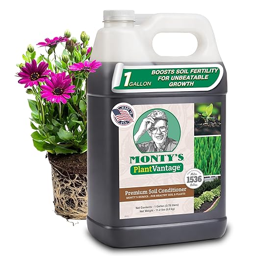 Monty’s Premium Liquid Soil Conditioner with Humic Acid, Organic Amendment for All Soil Types, Increases Moisture Retention & Nutrient Uptake, Enhances Health & Microbial Activity - 1Gal