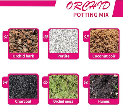 Orchid Potting Mix with Orchid Bark 10QT - New Upgraded Formula for Superior Drainage & Breathability | Premium Soil for Healthy Roots