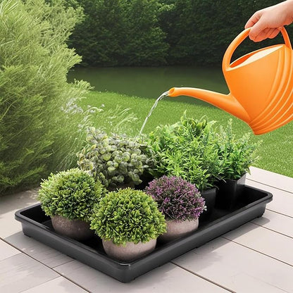 6 Pack Nursery Potting Trays, Plastic Seedling Starter Tray with No Drain Holes, Easy Watering Flat Garden Plant Growing Tray for Indoor Greenhouse Germination, 17.3'' x 11.6'' x 1.3''