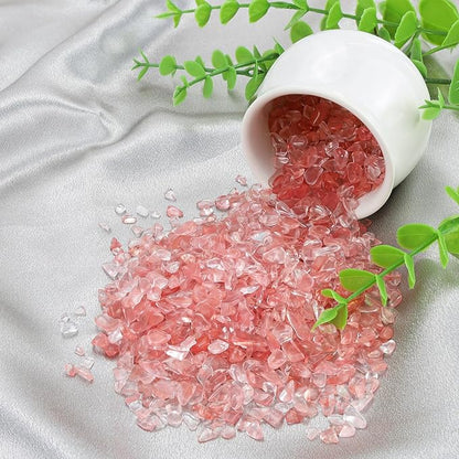 ZHIYUXI Watermelon Quartz Crystal Chips Bulk Fish Tank Decorations Aquarium Rocks Gravel Vase Filler Stones Crystals for Candle Making Witch Kit Gravel for Plants Quartz Sand Gemstone 0.44 lbs