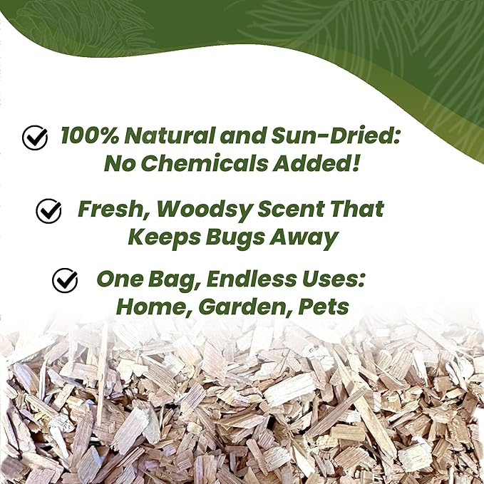 Double Tree Incense Cedar Wood Chips for Potted Plants, Garden, Animal Beddings and Litter Box - 100% Natural Perfect for Indoor and Outdoor Use… (32 Quart)