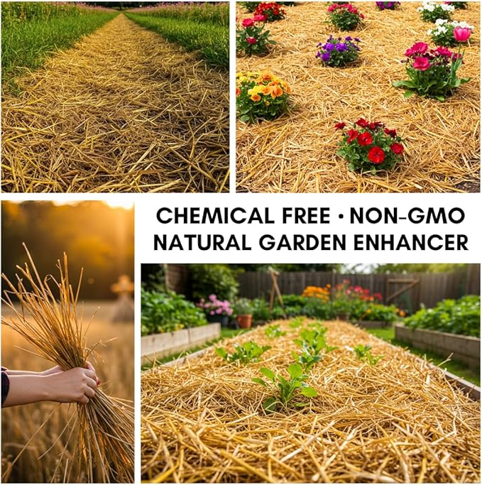 100% Natural Wheat Straw for Animal Bedding, Garden Mulch, Compost & Fertilizer, and Grass Cover (15 Pounds)
