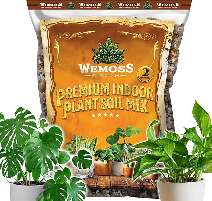 6 in 1 Premium Indoor Plant Potting Soil, Tropical House Plant Potting Mix with Clay Pebbles, Pumice, Coco Fiber, Perlite, Worm Castings, Peat Moss - Ideal for Tropical,Aroid Plants (2 Quarts)