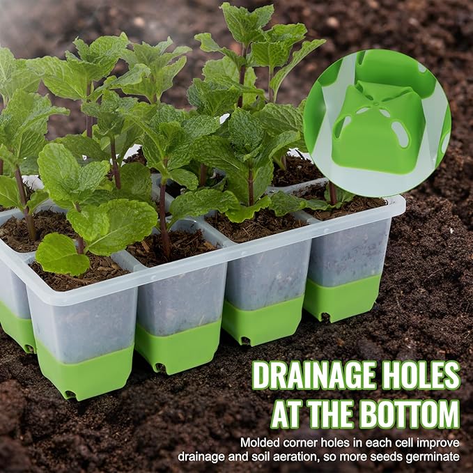 Backyard Expressions 5-Pack Silicone Seed Starter Kit – Reusable 60-Cell Planting Trays with Easy Push-Out Design for Indoor Garden Seedlings