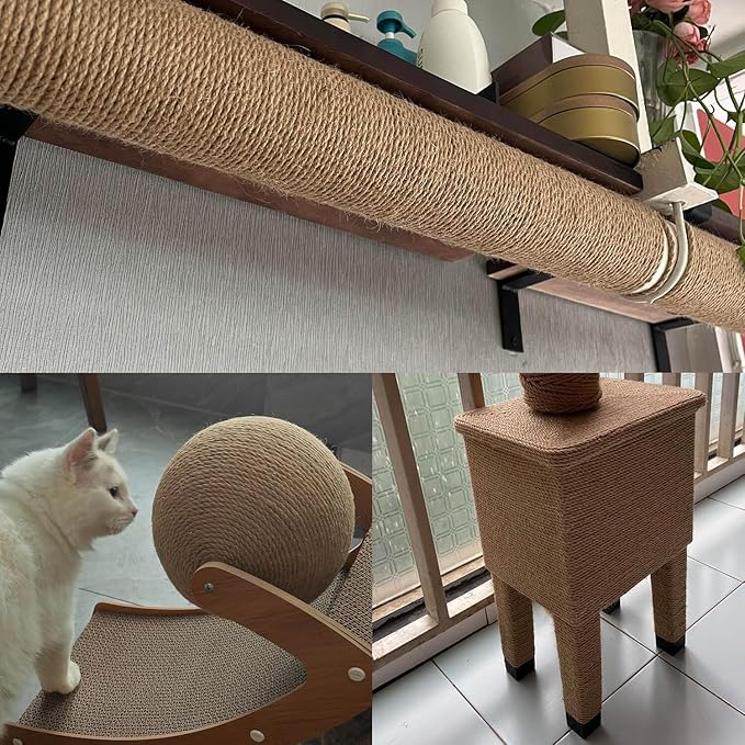 328 Feet Jute Rope, 6mm 4-Ply Thick Jute Twine String for Floristry, DIY Arts Crafts, Gardening Bundling and Cat Scratch Post (Brown)